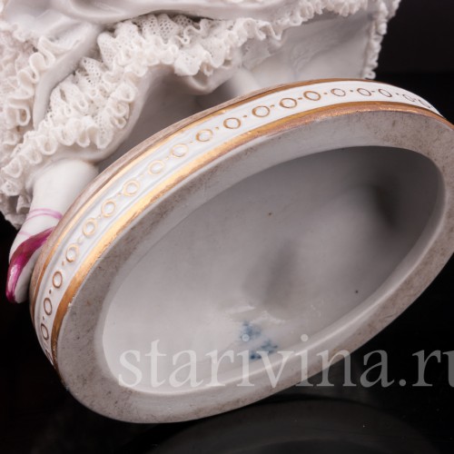 Фарфоровая статуэтка балерины Фанни Эльслер, кружевная, Volkstedt, Германия, до 1935 г.