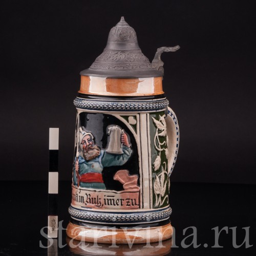 Старинная пивная кружка Пей спокойно, 1/2 л, Reinhold Hanke, Германия, нач. 20 в.