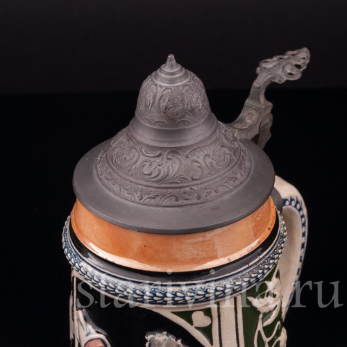 Старинная пивная кружка Пей спокойно, 1/2 л, Reinhold Hanke, Германия, нач. 20 в.