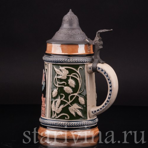 Старинная пивная кружка Пей спокойно, 1/2 л, Reinhold Hanke, Германия, нач. 20 в.