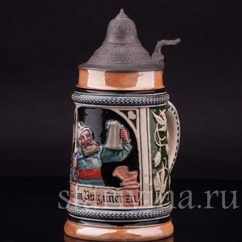 Старинная пивная кружка Пей спокойно, 1/2 л, Reinhold Hanke, Германия, нач. 20 в.