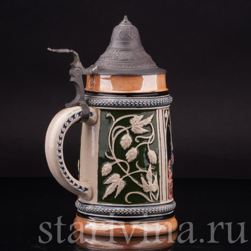 Старинная пивная кружка Пей спокойно, 1/2 л, Reinhold Hanke, Германия, нач. 20 в.