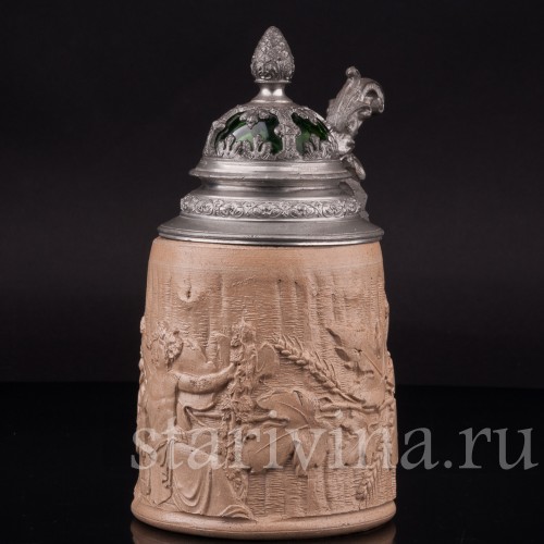 Уцененная пивная кружка Бахус, 1/2 л, Германия, нач. 20 в.