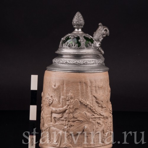 Уцененная пивная кружка Бахус, 1/2 л, Германия, нач. 20 в.