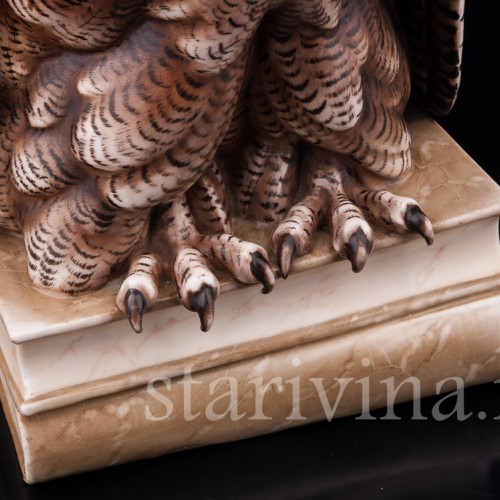 Фарфоровая статуэтка птицы Сова на книгах, Volkstedt, Германия, кон. 19 в.