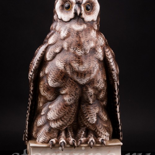 Фарфоровая статуэтка птицы Сова на книгах, Volkstedt, Германия, кон. 19 в.