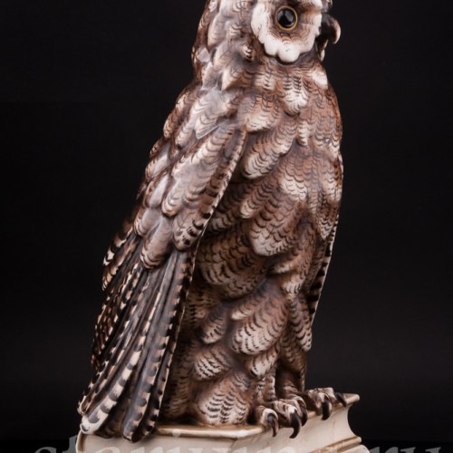 Фарфоровая статуэтка птицы Сова на книгах, Volkstedt, Германия, кон. 19 в.