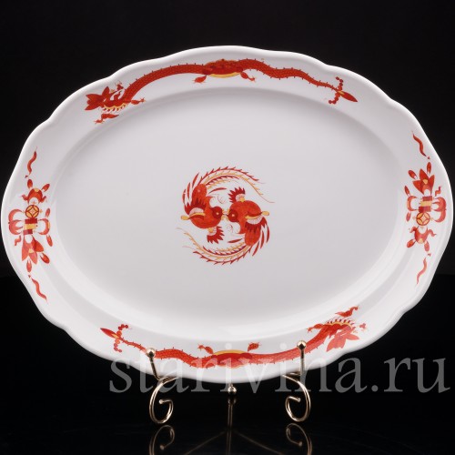 Фарфоровое блюдо Красный дракон, Meissen, Германия, вт. пол. 20 в.
