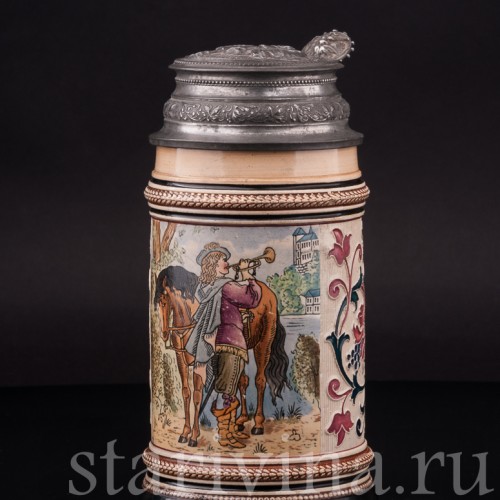 Старинная пивная кружка Трубач из Зекингена, 1/2 л, Reinhold Merkelbach, Германия, кон. 19 - нач. 20 вв.