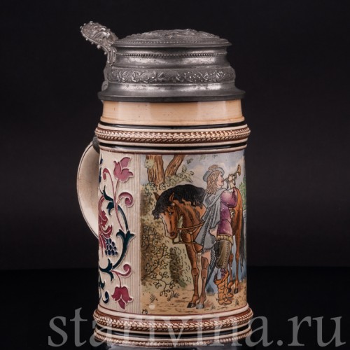 Старинная пивная кружка Трубач из Зекингена, 1/2 л, Reinhold Merkelbach, Германия, кон. 19 - нач. 20 вв.