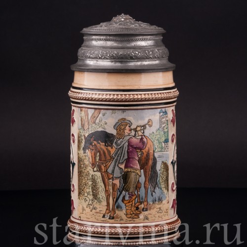 Старинная пивная кружка Трубач из Зекингена, 1/2 л, Reinhold Merkelbach, Германия, кон. 19 - нач. 20 вв.