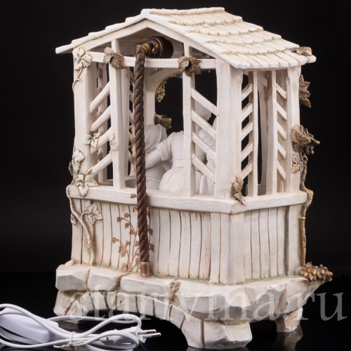 Фарфоровая лампа В беседке, E. A. Muller, Германия, кон. 19 - нач. 20 вв.