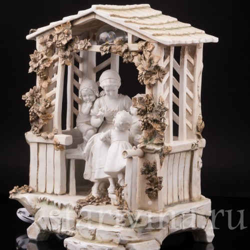 Фарфоровая лампа В беседке, E. A. Muller, Германия, кон. 19 - нач. 20 вв.