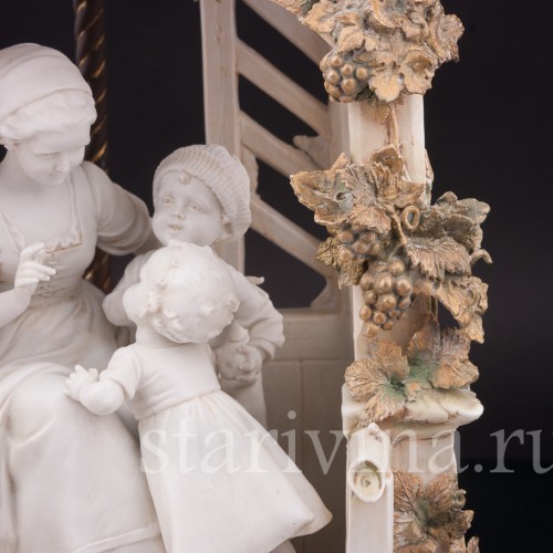 Фарфоровая лампа В беседке, E. A. Muller, Германия, кон. 19 - нач. 20 вв.