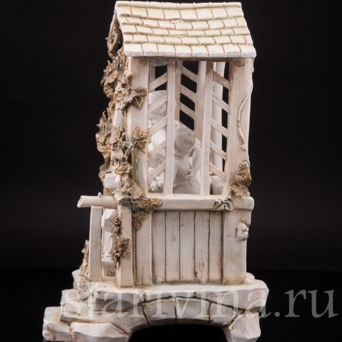 Фарфоровая лампа В беседке, E. A. Muller, Германия, кон. 19 - нач. 20 вв.