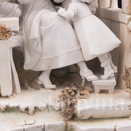 Фарфоровая лампа В беседке, E. A. Muller, Германия, кон. 19 - нач. 20 вв.