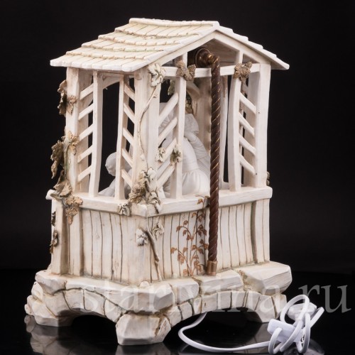 Фарфоровая лампа В беседке, E. A. Muller, Германия, кон. 19 - нач. 20 вв.