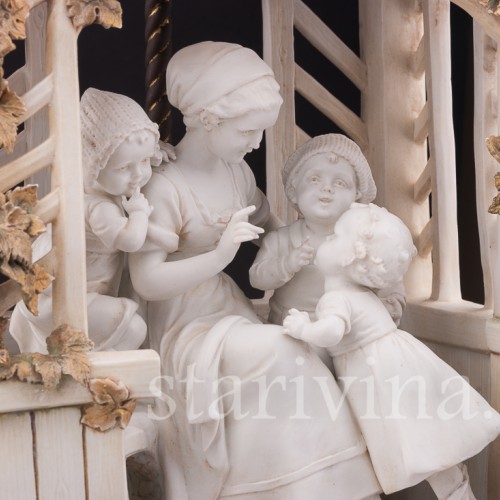 Фарфоровая лампа В беседке, E. A. Muller, Германия, кон. 19 - нач. 20 вв.