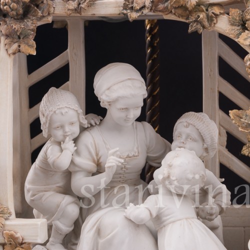 Фарфоровая лампа В беседке, E. A. Muller, Германия, кон. 19 - нач. 20 вв.