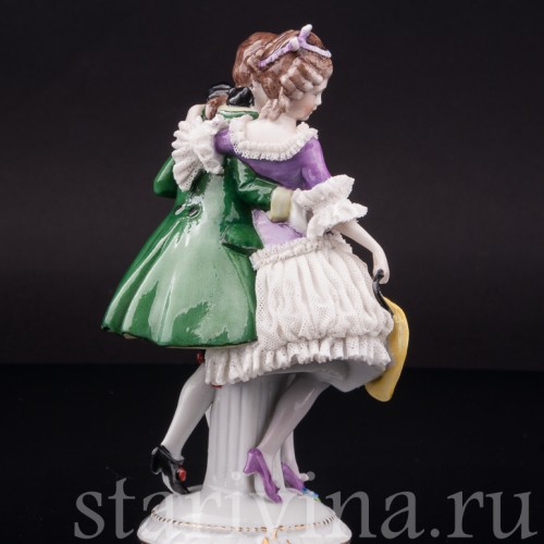 Фарфоровая статуэтка Пара на прогулке, кружевная, E. A. Muller, Германия, нач. 20 в.