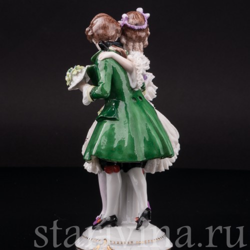 Фарфоровая статуэтка Пара на прогулке, кружевная, E. A. Muller, Германия, нач. 20 в.