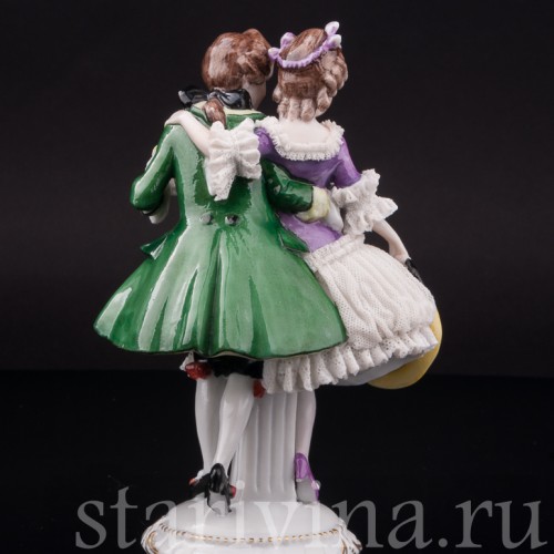 Фарфоровая статуэтка Пара на прогулке, кружевная, E. A. Muller, Германия, нач. 20 в.