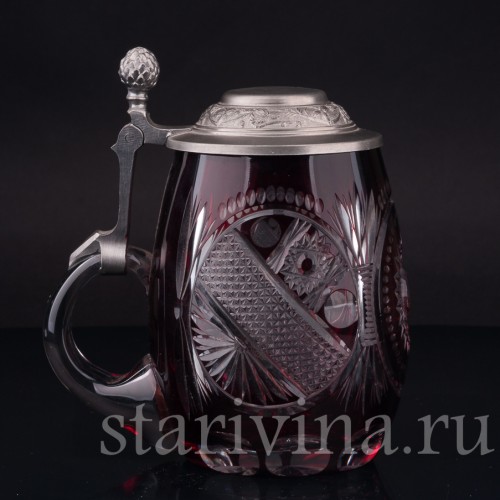 Винтажная Хрустальная кужка, 1/2 л, Германия, вт. пол. 20 в.