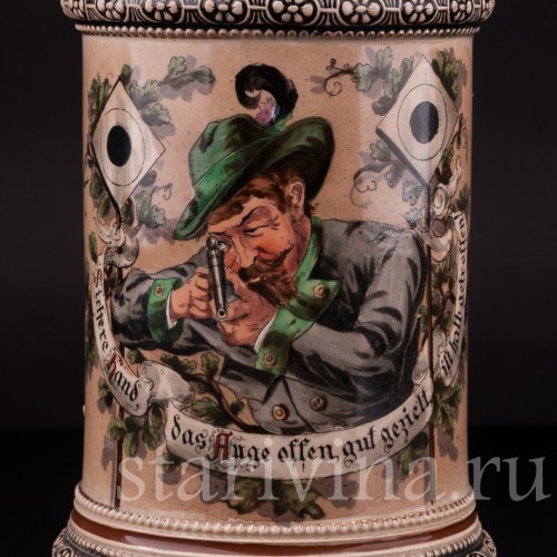 Старинная пивная кружка Стрелок, 1/2 л, Merkelbach & Wick, Германия, кон. 19 - нач. 20 вв.