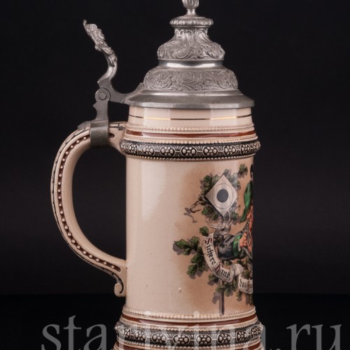 Старинная пивная кружка Стрелок, 1/2 л, Merkelbach & Wick, Германия, кон. 19 - нач. 20 вв.