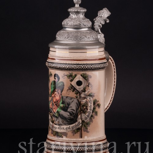 Старинная пивная кружка Стрелок, 1/2 л, Merkelbach & Wick, Германия, кон. 19 - нач. 20 вв.