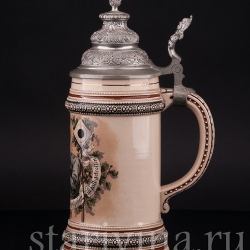 Старинная пивная кружка Стрелок, 1/2 л, Merkelbach & Wick, Германия, кон. 19 - нач. 20 вв.