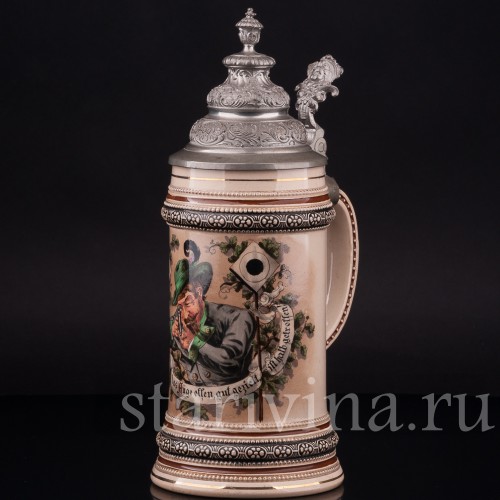 Старинная пивная кружка Стрелок, 1/2 л, Merkelbach & Wick, Германия, кон. 19 - нач. 20 вв.