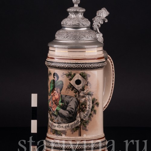 Старинная пивная кружка Стрелок, 1/2 л, Merkelbach & Wick, Германия, кон. 19 - нач. 20 вв.