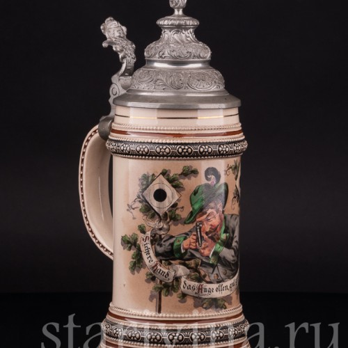 Старинная пивная кружка Стрелок, 1/2 л, Merkelbach & Wick, Германия, кон. 19 - нач. 20 вв.