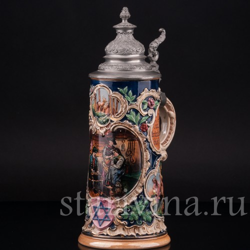 Старинная пивная кружка Где полные кружки и алые губы, 1/2 л, Marzi & Remy, Германия, нач. 20 в.