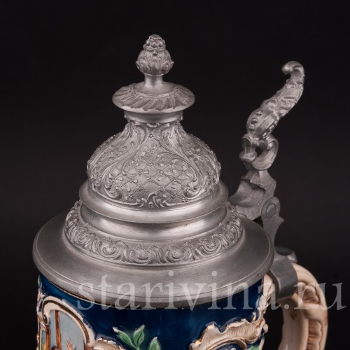 Старинная пивная кружка Где полные кружки и алые губы, 1/2 л, Marzi & Remy, Германия, нач. 20 в.