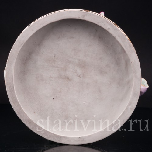 Фарфоровая статуэтка Дама с лютней, кружевная, Volkstedt, Германия, кон. 19 в.