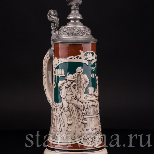 Старинная пивная кружка В трудном положении, 1 л, Rosskopf & Gerz, Германия, 1901-1914 гг.