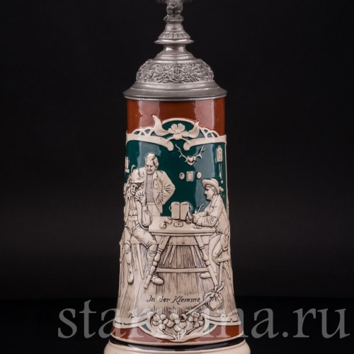 Старинная пивная кружка В трудном положении, 1 л, Rosskopf & Gerz, Германия, 1901-1914 гг.