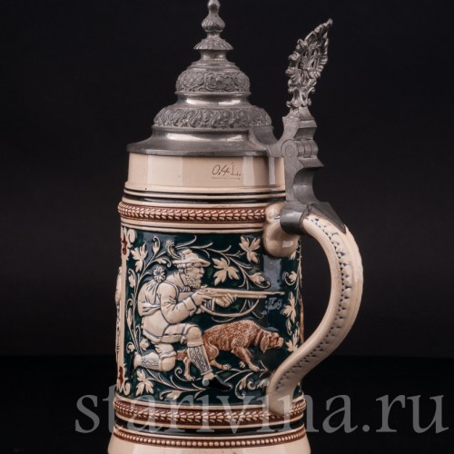 Старинная пивная кружка Трубач и Зекингена, 0,4 л, Reinhold Merkelbach, Германия, 1890-1910 гг.