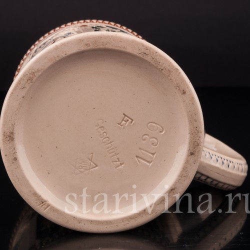 Старинная пивная кружка Трубач и Зекингена, 0,4 л, Reinhold Merkelbach, Германия, 1890-1910 гг.