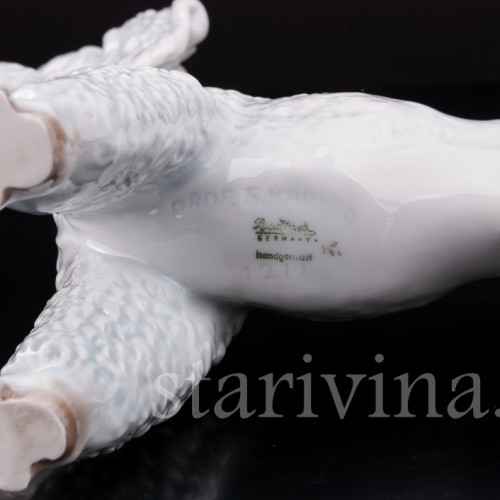 Фарфоровая статуэтка собаки Белый пудель, Rosenthal, Германия, 1950 гг.