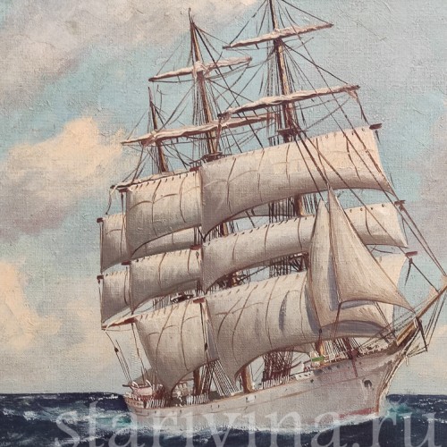 Картина маслом на холсте Парусник, Голландия, кон. 19 - перв. пол. 20 вв.