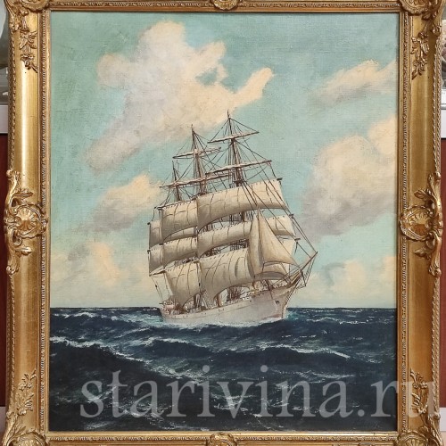 Картина маслом на холсте Парусник, Голландия, кон. 19 - перв. пол. 20 вв.