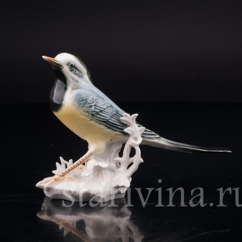 Фарфоровая статуэтка птицы Трясогузка горная, Karl Ens, Германия, пер. пол. 20 в.