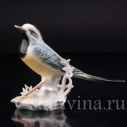 Фарфоровая статуэтка птицы Трясогузка горная, Karl Ens, Германия, пер. пол. 20 в.