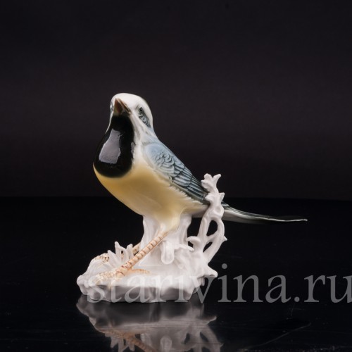 Фарфоровая статуэтка птицы Трясогузка горная, Karl Ens, Германия, пер. пол. 20 в.