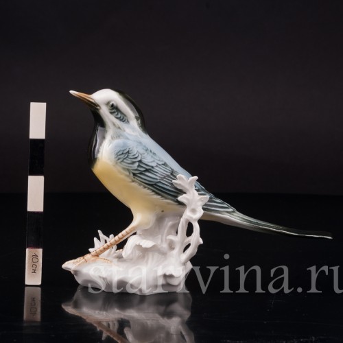 Фарфоровая статуэтка птицы Трясогузка горная, Karl Ens, Германия, пер. пол. 20 в.