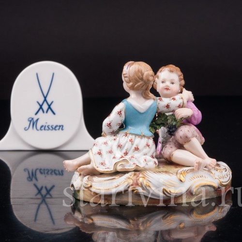 Фарфоровая фигурка Дети с виноградной лозой, аллегория осени, миниатюра, Meissen, Германия, сер. 19 - нач. 20 вв.