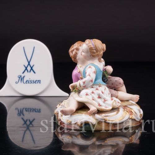 Фарфоровая фигурка Дети с виноградной лозой, аллегория осени, миниатюра, Meissen, Германия, сер. 19 - нач. 20 вв.